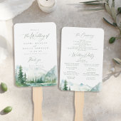 Sage Mountain Forest Rustic Wedding Programs ハンドファン