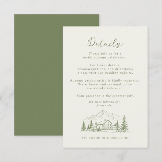Sage Mountain Wedding Details Enclosure Card エンクロージャーカード (正面/裏面)