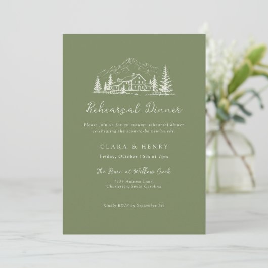Sage Mountain Wedding Rehearsal Dinner Invitation 招待状 (スタンド正面)