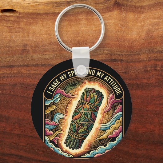 Sage My Space and My Attitude Smudging Cleansing A キーホルダー (裏面)
