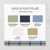 Sage & Navy Plaid Color Palette Card 招待状 (正面)