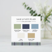 Sage & Navy Plaid Color Palette Card 招待状 (スタンド正面)