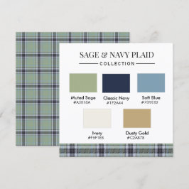 Sage & Navy Plaid Color Palette Card 招待状