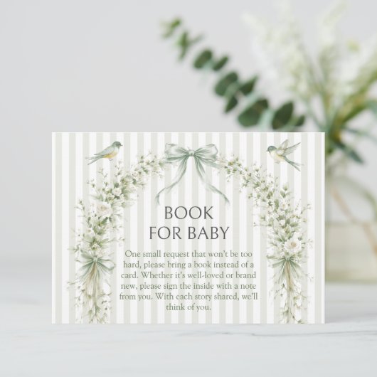 Sage Nesting Party Baby Shower Books for Baby エンクロージャーカード (スタンド正面)