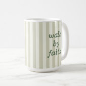 Sage Neutral Stripe Bible Verse Lettering Cozy コーヒーマグカップ (正面右)
