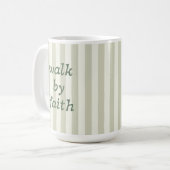 Sage Neutral Stripe Bible Verse Lettering Cozy コーヒーマグカップ (正面左)