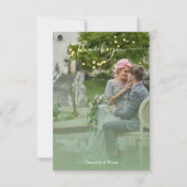 Sage Newlyweds Photo Simple Calligraphy Script サンキューカード (正面)