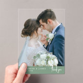 Sage No Background Photoの結婚サンキューカード アクリル招待状 (インサイチュ (ポータブル))