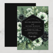Sage Nocturnal Bloom Wedding 招待状 (正面/裏面)