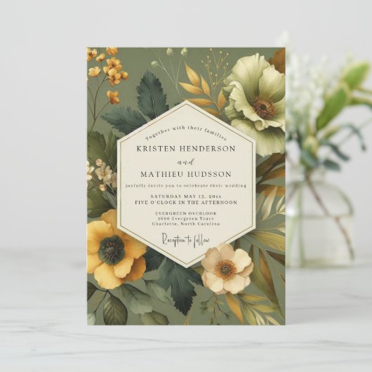 Sage Ochre Autumn Wedding 招待状 (スタンド正面)