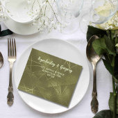 Sage Olive Greenきらめくライン写真QRコード オールインワン招待状