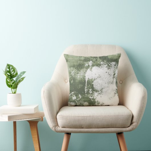 Sage Olive Green Abstract Watercolor Texture クッション (椅子)