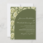 Sage Olive Green Botanical Arch Script Wedding 招待状 (正面)