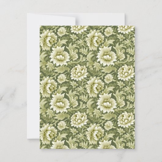 Sage Olive Green Botanical Arch Script Wedding 招待状 (裏面)