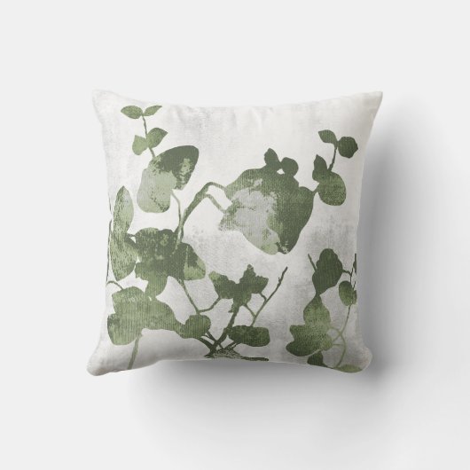Sage Olive Green Botanical Brunches and Leaves クッション (裏面)