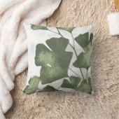Sage Olive Green Botanical Ginkgo Biloba Leaves クッション (ブランケット)
