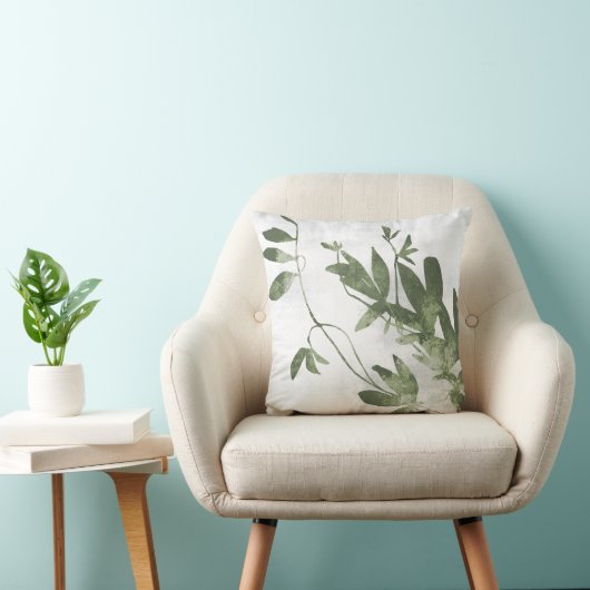 Sage Olive Green Botanical Herb Leaves クッション (椅子)
