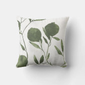 Sage Olive Green Botanical Pomegranate Minimalist クッション (裏面)