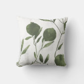 Sage Olive Green Botanical Pomegranate Minimalist クッション (正面)