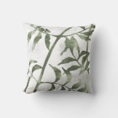 Sage Olive Green Botanical Stems and Leaves クッション (正面)