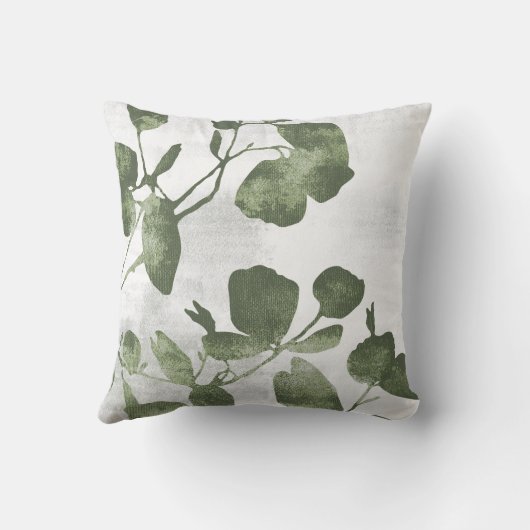 Sage Olive Green Botanical Tree Leaves クッション (裏面)