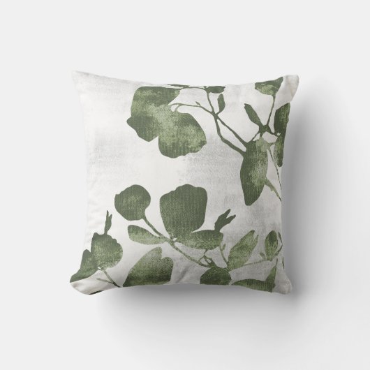 Sage Olive Green Botanical Tree Leaves クッション (正面)