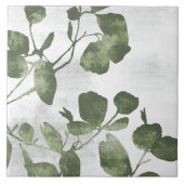 Sage Olive Green Painterly Botanical Art 02 タイル (正面)