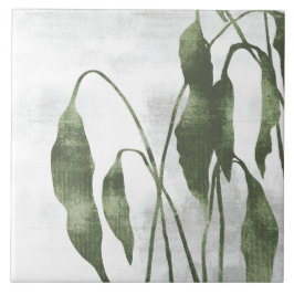 Sage Olive Green Painterly Botanical Art 03 タイル