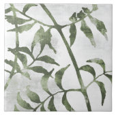 Sage Olive Green Painterly Botanical Art 08 タイル (正面)
