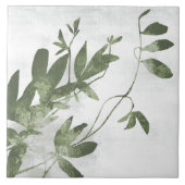 Sage Olive Green Painterly Botanical Art 09 タイル (正面)