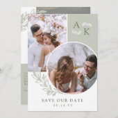 Sage & Olive Greeneryの重なり合う写真 セーブザデート (正面/裏面)