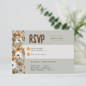 Sage Olive RSVPに一致する素朴秋招待状 出欠カード (スタンド正面)