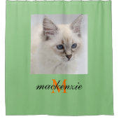 Sage Orangeエレガント Monogramスクリプトカスタム写真 シャワーカーテン (正面)