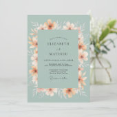 Sage Orange Blossom Wreath Wedding 招待状 (スタンド正面)