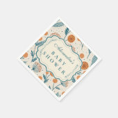 Sage Orange Botanical Baby Shower スタンダードカクテルナプキン (角)