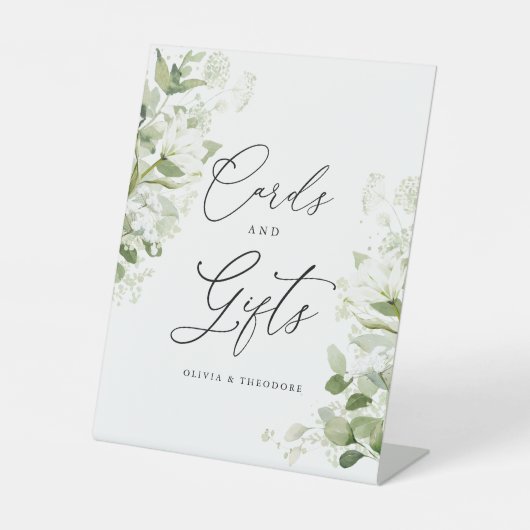 Sage Organic Greenery Cards & Gifts Wedding Table 台座サイン (正面)