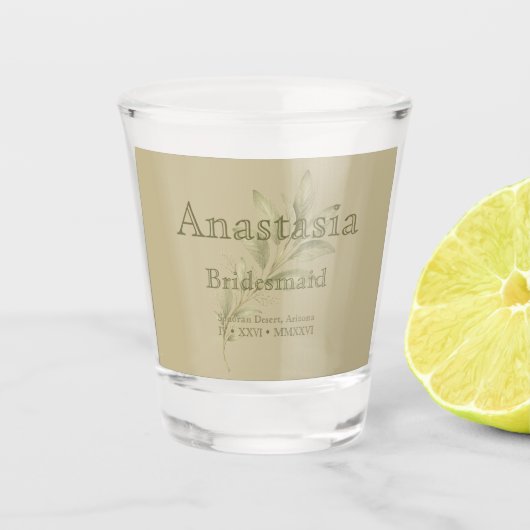 Sage Personalized Bridesmaid Shot Glass ショットグラス (正面)