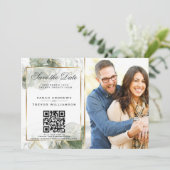 Sage Photo素晴らし & QRコード日付の保存 招待状 (スタンド正面)