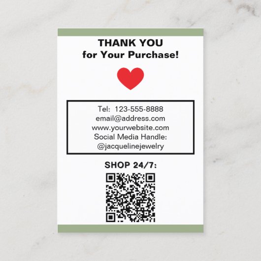 Sage Pink Earrings Logo QR Code 名刺 (裏面)