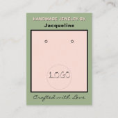 Sage Pink Earrings Logo Website QR Code 名刺 (正面)