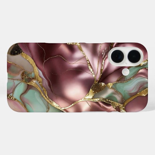 Sage Pink Marble Phone Case Gold Luxury Case-Mate iPhoneケース (裏面 (横))