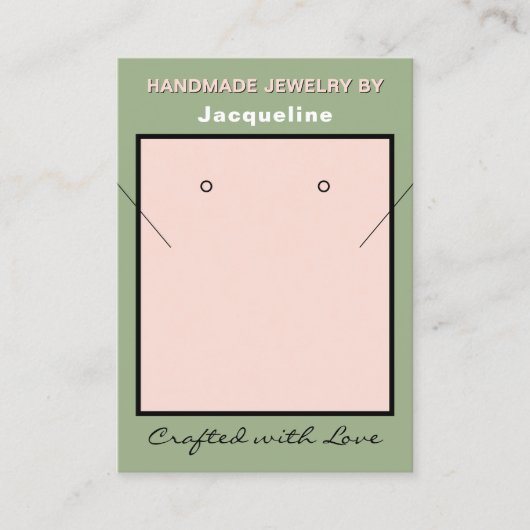 Sage Pink Necklace Earrings Logo Website QR Code 名刺 (正面)