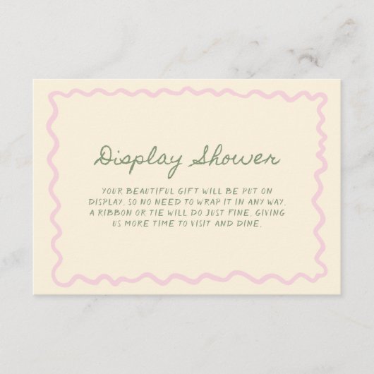 Sage Pink Whimsical Handwritten Display Shower エンクロージャーカード (正面)