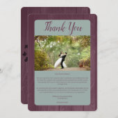 Sage Plum Rustic Horseshoe Photo Wedding サンキューカード (正面/裏面)