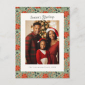 Sage Poinsettiaモダンホリディフォトポストカード シーズンポストカード (正面)