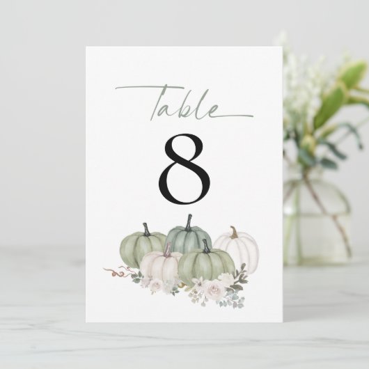 Sage Pumpkins花模様結婚のテーブル番号 (スタンド正面)