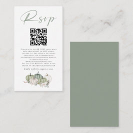 Sage Pumpkins花模様QRコードウェディングRSVP エンクロージャーカード