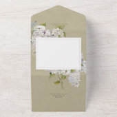 Sage QR素朴コードにロマンチックな白ライラック オールインワン招待状 (外側)