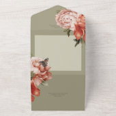 Sage QR素朴コード上のピーチ&錆ピーニー オールインワン招待状 (外側)