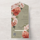 Sage QR素朴コード上のピーチ&錆ピーニー オールインワン招待状 (内側)